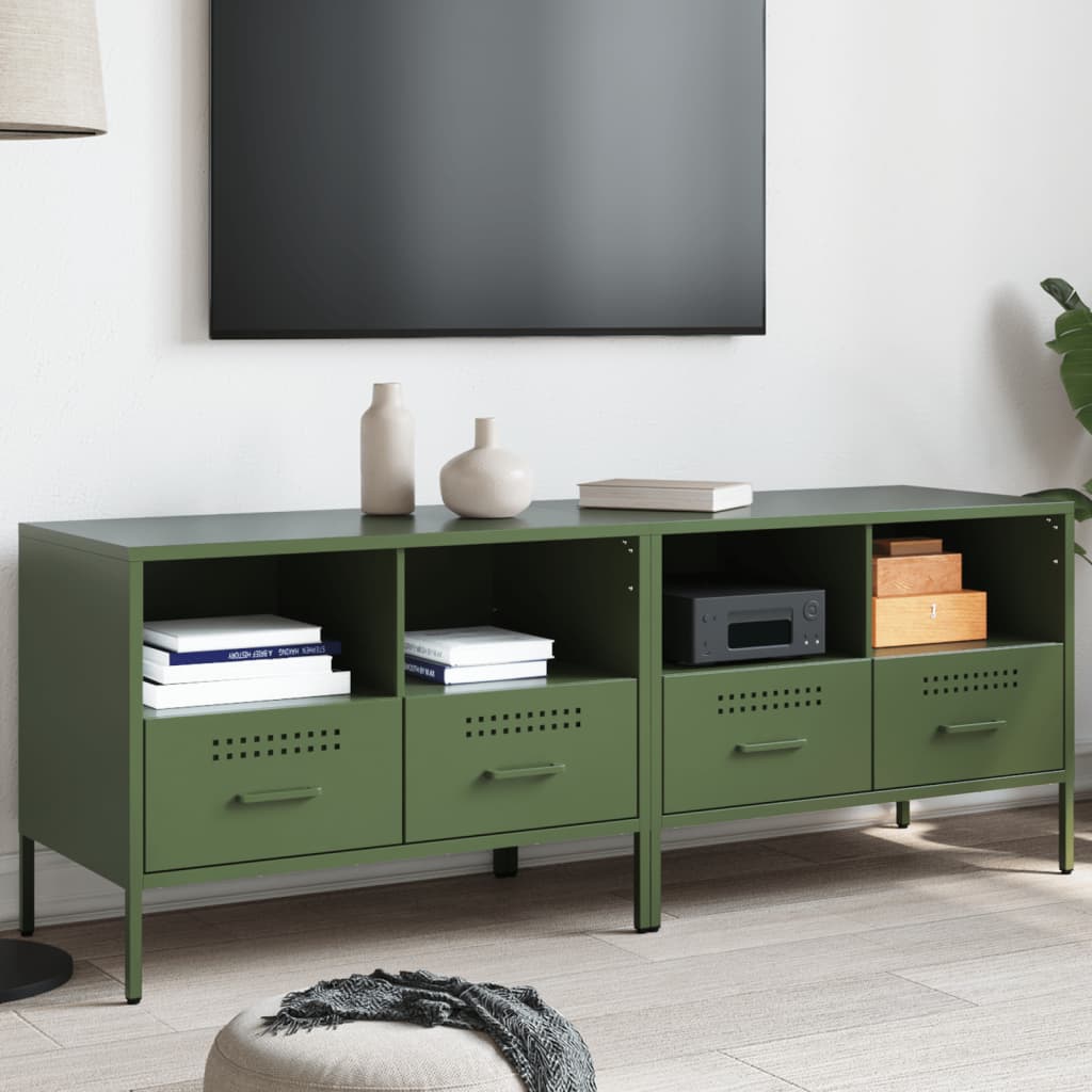 Mobili TV 2 pz Verde Oliva 68x39x50,5cm Acciaio Laminato Freddo 843051