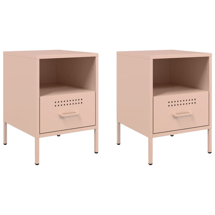 Comodini 2pz Rosa 36x39x50,5cm in Acciaio Laminato a Freddo 843057