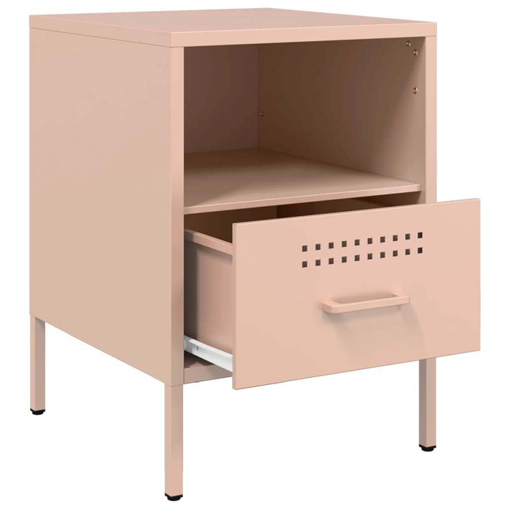 Comodini 2pz Rosa 36x39x50,5cm in Acciaio Laminato a Freddo 843057