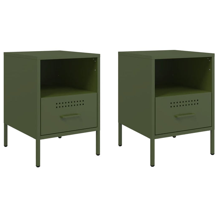 Comodini 2 pz Verde Oliva 36x39x50,5 cm Acciaio Laminato Freddo 843063