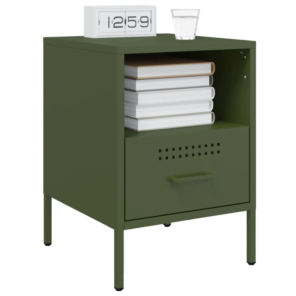 Comodini 2 pz Verde Oliva 36x39x50,5 cm Acciaio Laminato Freddo 843063