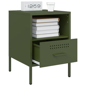 Comodini 2 pz Verde Oliva 36x39x50,5 cm Acciaio Laminato Freddo 843063