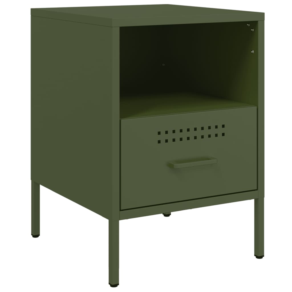 Comodini 2 pz Verde Oliva 36x39x50,5 cm Acciaio Laminato Freddo 843063