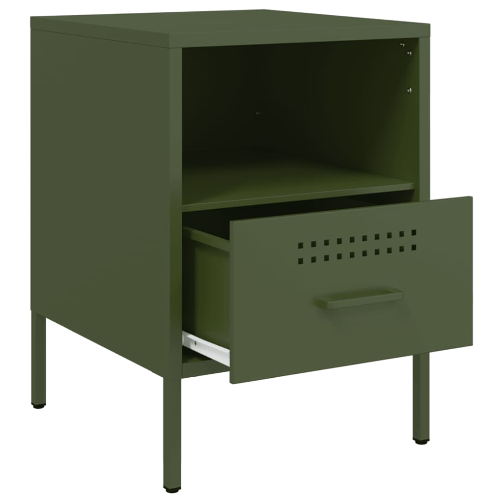 Comodini 2 pz Verde Oliva 36x39x50,5 cm Acciaio Laminato Freddo 843063