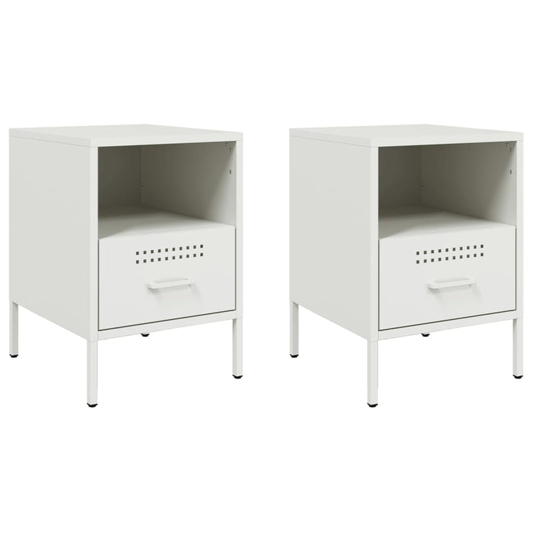 Comodini 2pz Bianchi 36x39x50,5cm in Acciaio Laminato a Freddo 843065