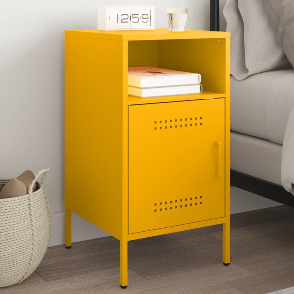 Comodino Giallo Senape 36x39x68cm in Acciaio Laminato a Freddo 843072