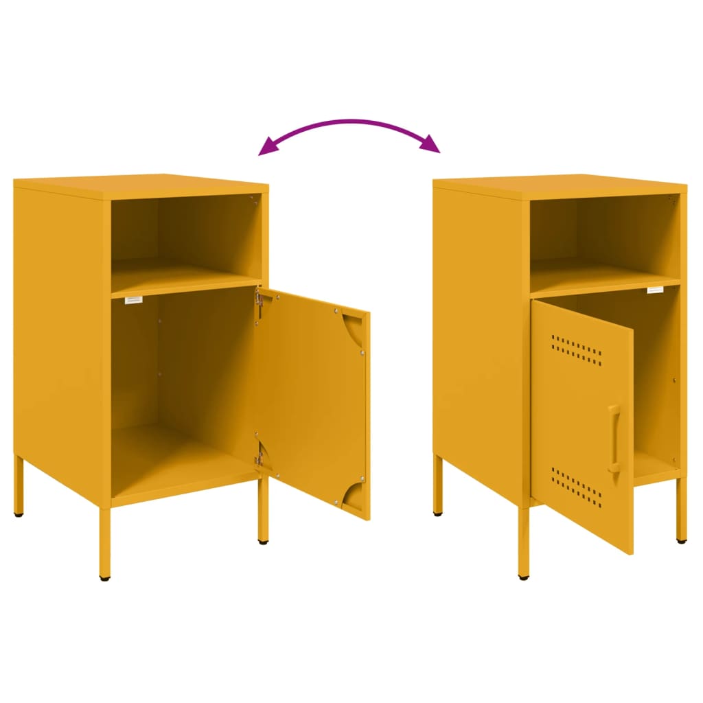 Comodini 2pz Giallo Senape 36x39x68cm Acciaio Laminato a Freddo 843073