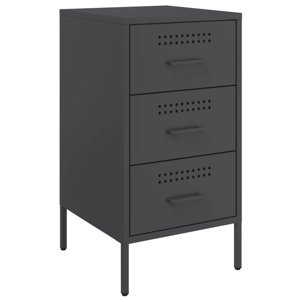 Comodino Nero 36x39x68cm in Acciaio Laminato a Freddo 843078