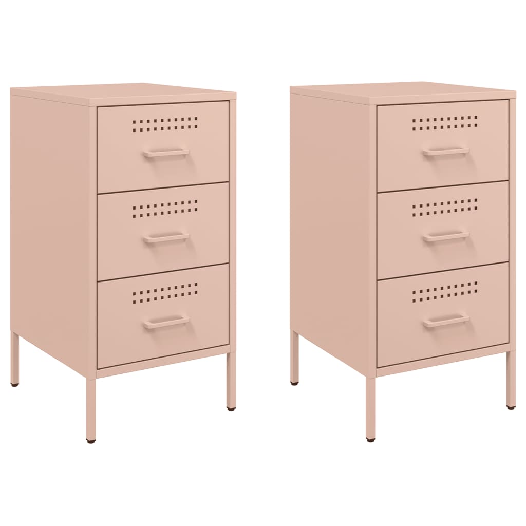 Comodini 2pz Rosa 36x39x68cm in Acciaio Laminato a Freddo 843081