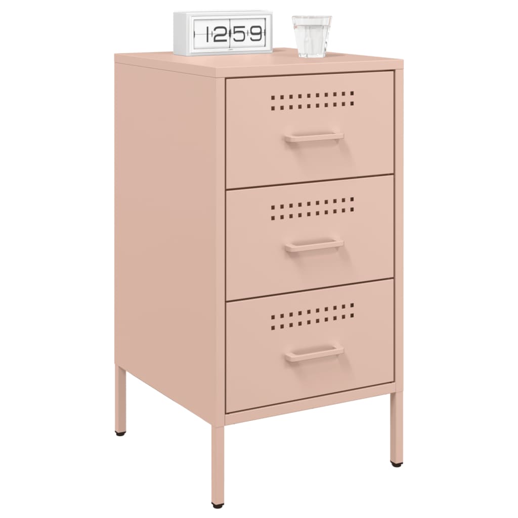 Comodini 2pz Rosa 36x39x68cm in Acciaio Laminato a Freddo 843081