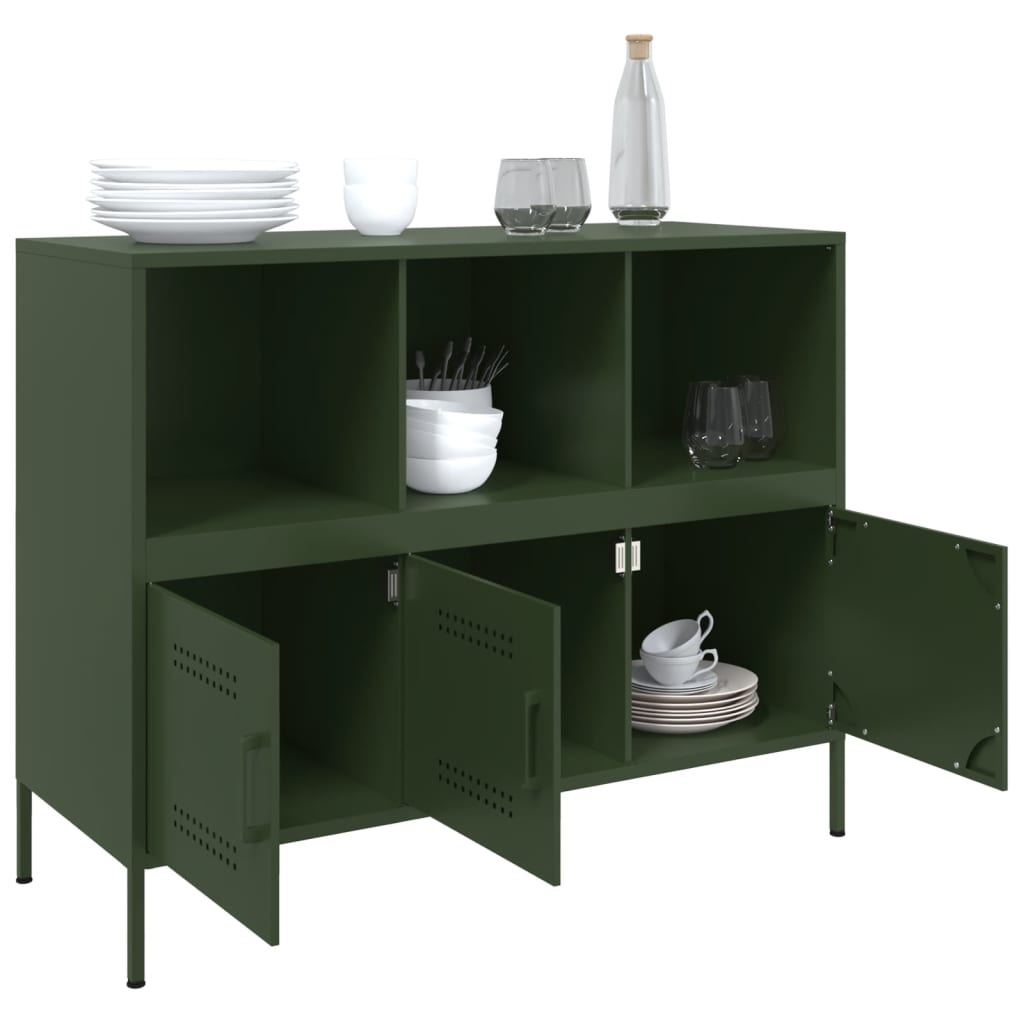 Credenza Verde Oliva 100,5x39x79cm in Acciaio Laminato a Freddo 843094