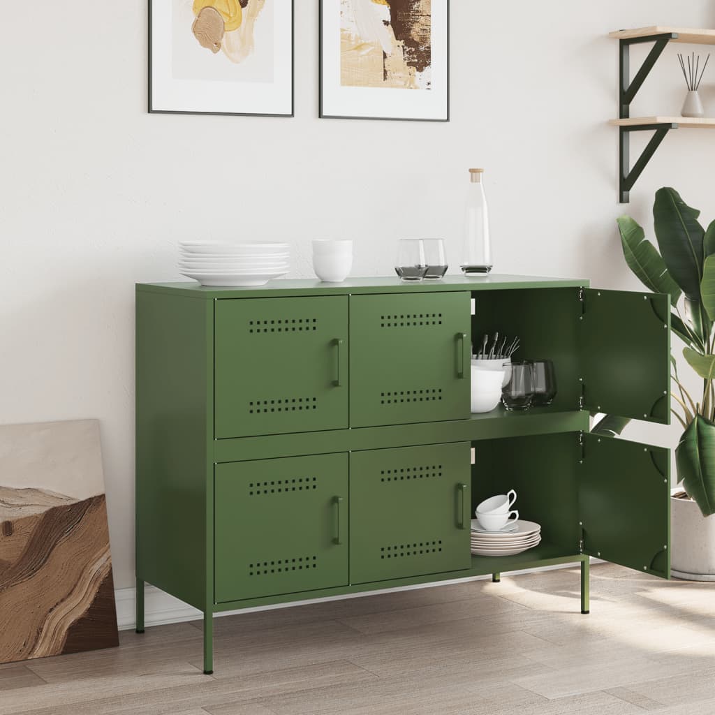 Credenza Verde Oliva 100,5x39x79 cm in Acciaio 843100