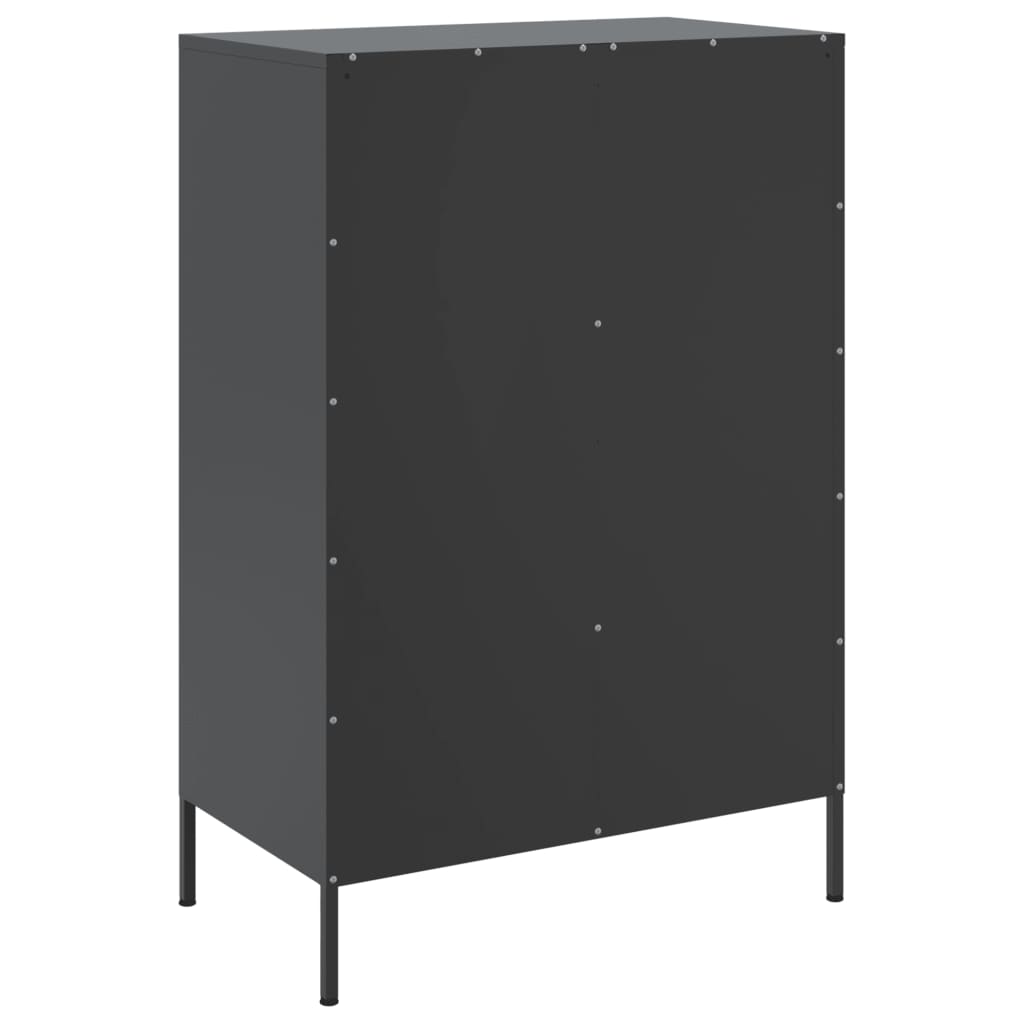 Credenza Nera 68x39x101,5 cm in Acciaio Laminato a Freddo 843102