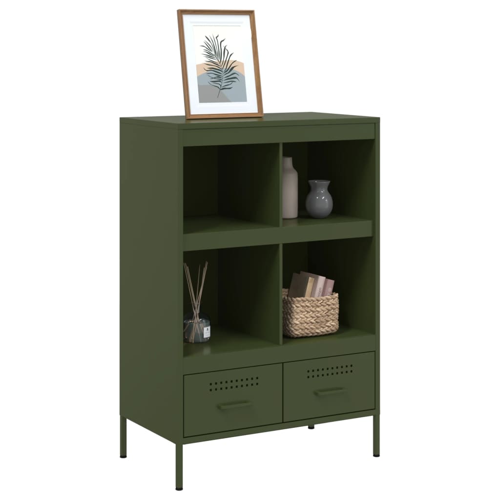 Credenza Verde Oliva 68x39x101,5 cm Acciaio Laminato a Freddo 843106