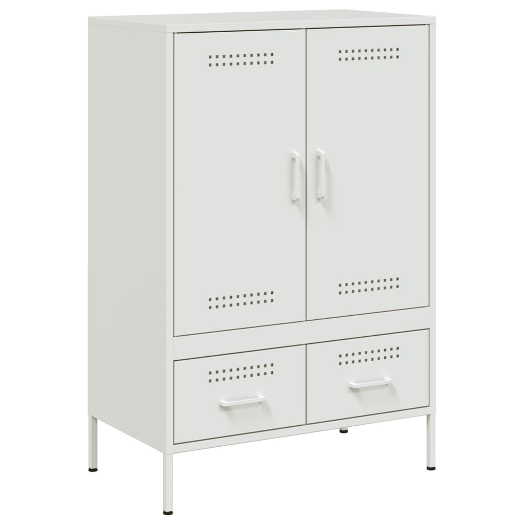 Credenza Bianca 68x39x101,5 cm in Acciaio Laminato a Freddo 843113