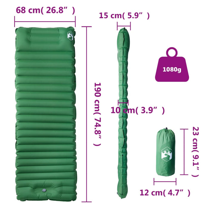 Materasso da Campeggio Autogonfiabile Cuscino Integrato Verde 4007121