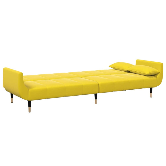 Divano Letto 2 Posti con Sgabello Giallo in Velluto 3258155