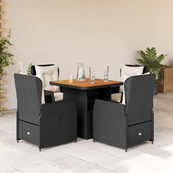 Set da Pranzo da Giardino 5 pz Nero con Cuscini in Polyrattan 3262766