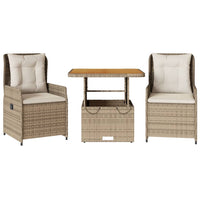 Set da Bistrò 3 pz con Cuscini Beige in Polyrattan 3262774