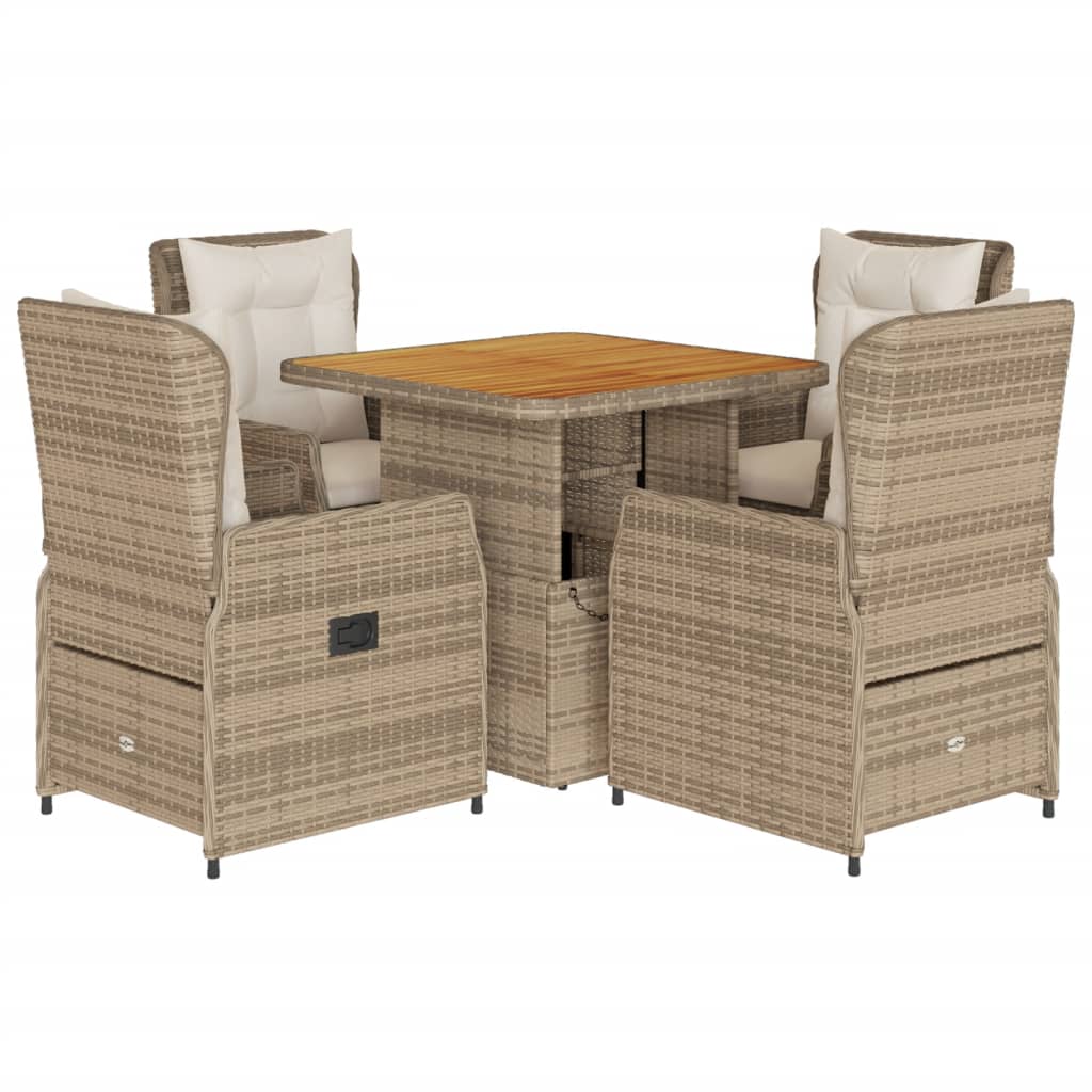 Set da Pranzo da Giardino 5 pz con Cuscini Beige in Polyrattan 3262775