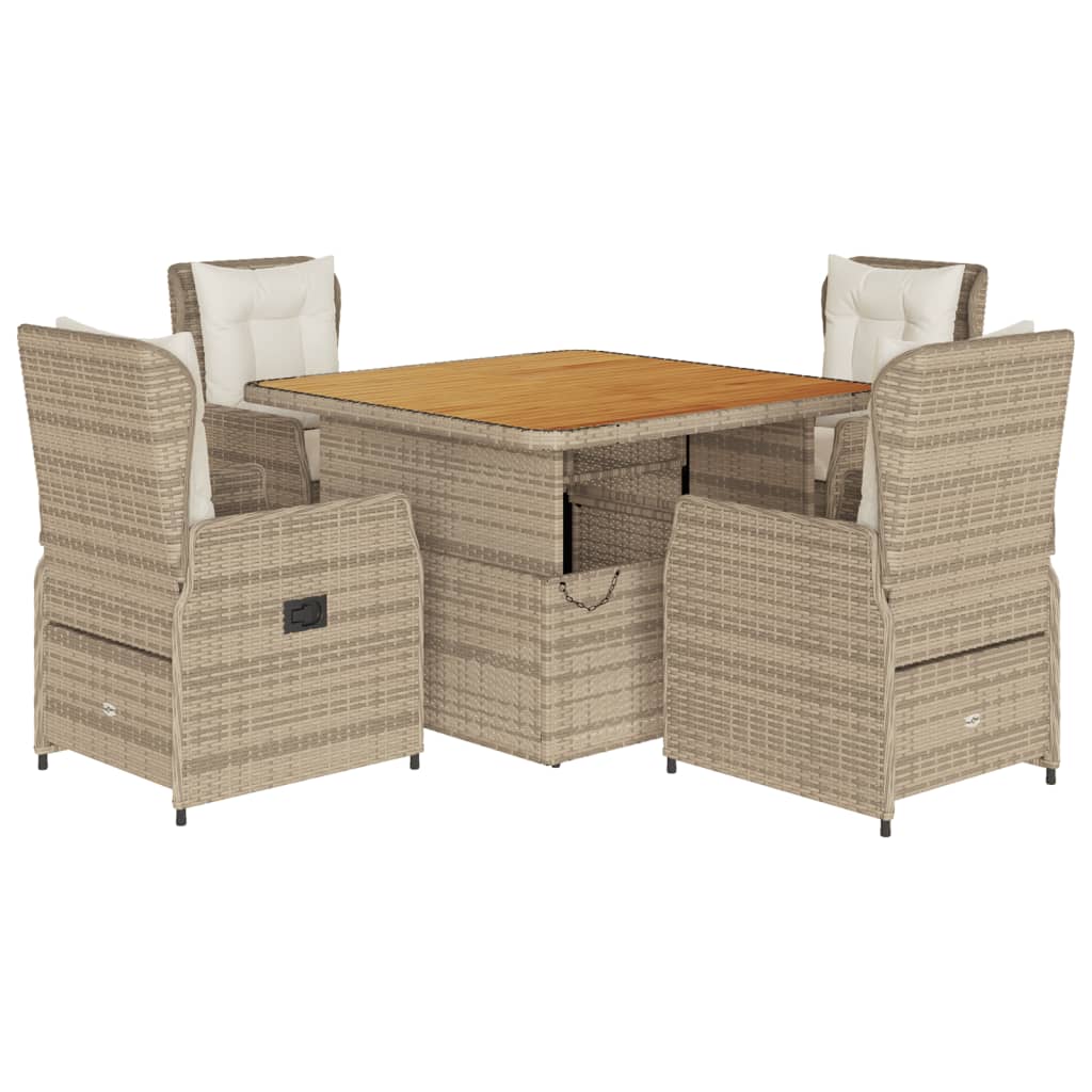 Set da Pranzo da Giardino 5 pz con Cuscini Beige in Polyrattan 3262776