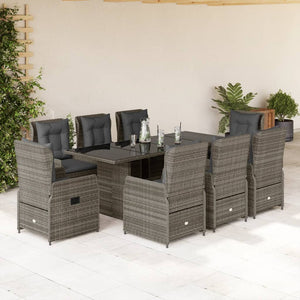 Set da Pranzo da Giardino 9 pz con Cuscini in Polyrattan Grigio 3262784