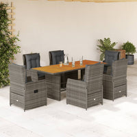 Set da Pranzo da Giardino 7 pz con Cuscini in Polyrattan Grigiocod mxl 117130