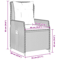 Set da Pranzo da Giardino 7 pz Cuscini Polyrattan Grigio Chiaro 3262795