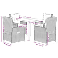 Set da Pranzo da Giardino 5 pz Nero con Cuscini in Polyrattan 3262827