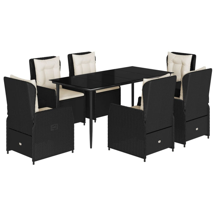 Set da Pranzo da Giardino 7 pz Nero con Cuscini in Polyrattan 3262830