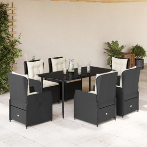 Set da Pranzo da Giardino 7 pz Nero con Cuscini in Polyrattan 3262830