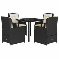 Set da Pranzo da Giardino 5 pz Nero con Cuscini in Polyrattancod mxl 117137