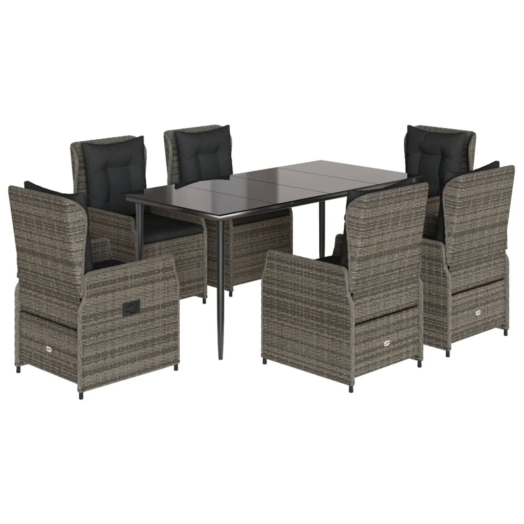 Set da Pranzo da Giardino 7 pz con Cuscini in Polyrattan Grigio 3262858