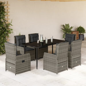 Set da Pranzo da Giardino 7 pz con Cuscini in Polyrattan Grigio 3262858