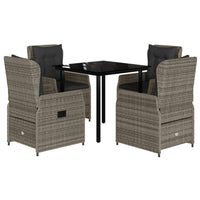 Set da Pranzo da Giardino 5 pz con Cuscini in Polyrattan Grigio 3262862