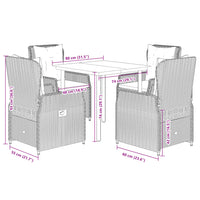 Set da Pranzo da Giardino 5 pz con Cuscini in Polyrattan Grigio 3262862