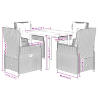 Set da Pranzo da Giardino 5 pz con Cuscini Beige in Polyrattan 3262876