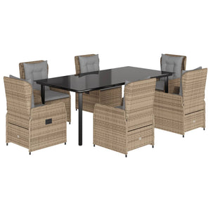 Set da Pranzo da Giardino 7 pz con Cuscini Beige in Polyrattan 3262880