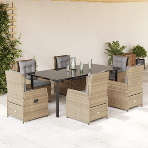 Set da Pranzo da Giardino 7 pz con Cuscini Beige in Polyrattan 3262880