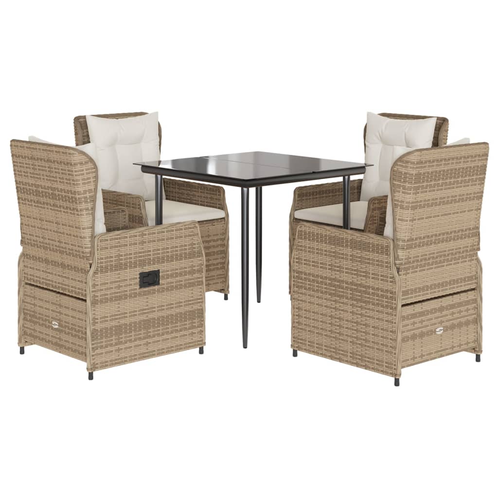 Set da Pranzo da Giardino 5 pz con Cuscini Beige in Polyrattan 3262883