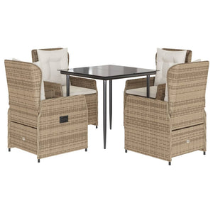 Set da Pranzo da Giardino 5 pz con Cuscini Beige in Polyrattan 3262883