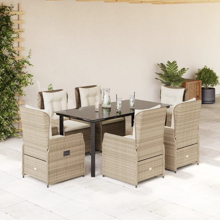 Set da Pranzo da Giardino 7 pz con Cuscini Beige in Polyrattan 3262893