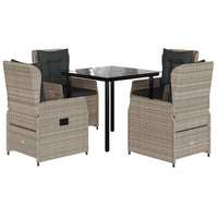 Set Pranzo da Giardino 5pz con Cuscini Grigio Chiaro Polyrattan 3262904