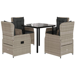 Set Pranzo da Giardino 5pz con Cuscini Grigio Chiaro Polyrattan 3262904