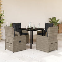 Set Pranzo da Giardino 5pz con Cuscini Grigio Chiaro Polyrattan 3262904