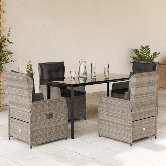 Set Pranzo da Giardino 5pz con Cuscini Grigio Chiaro Polyrattancod mxl 93188