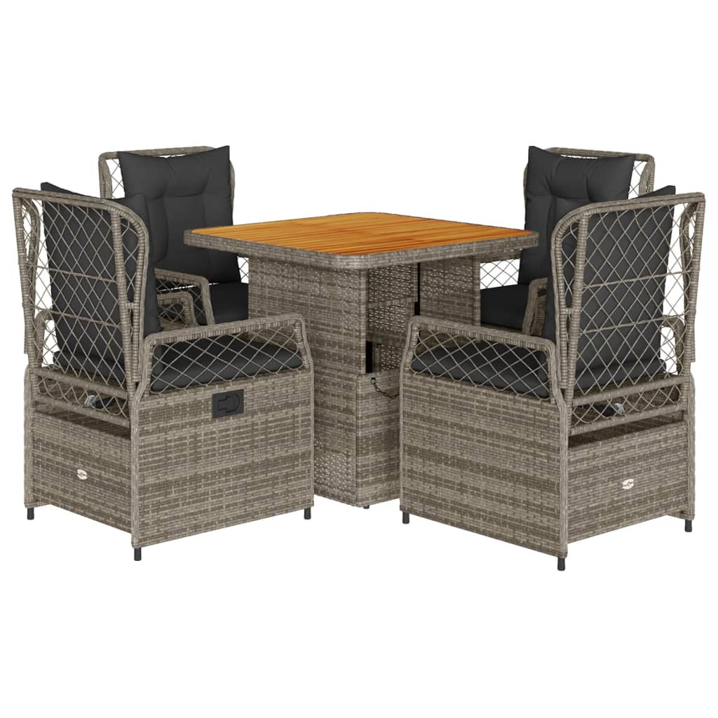 Set da Pranzo da Giardino 5 pz con Cuscini in Polyrattan Grigio 3262914