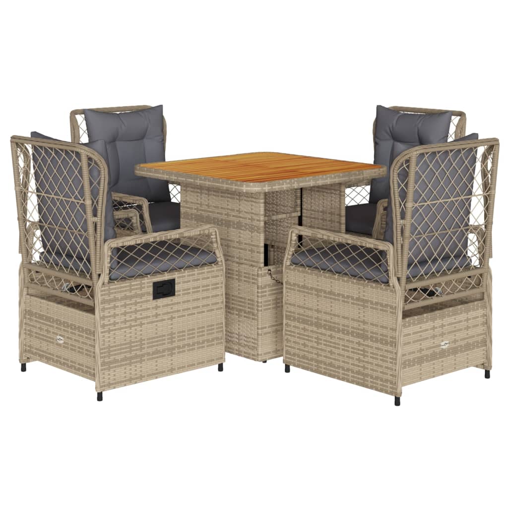 Set da Pranzo da Giardino 5 pz con Cuscini Beige in Polyrattan 3262917