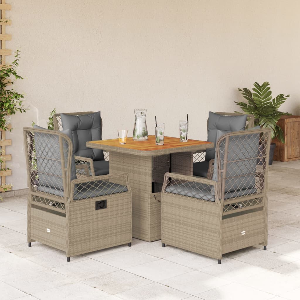 Set da Pranzo da Giardino 5 pz con Cuscini Beige in Polyrattan 3262917