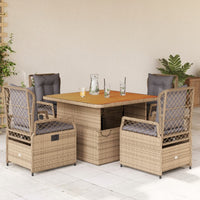 Set da Pranzo da Giardino 5 pz con Cuscini Beige in Polyrattancod mxl 93200